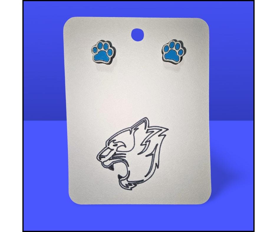 School Spirit Paw Print Stud Earrings