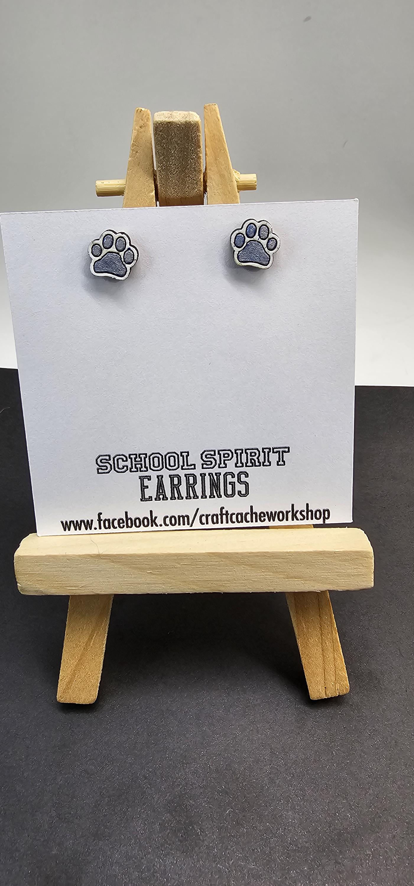 School Spirit Paw Print Stud Earrings