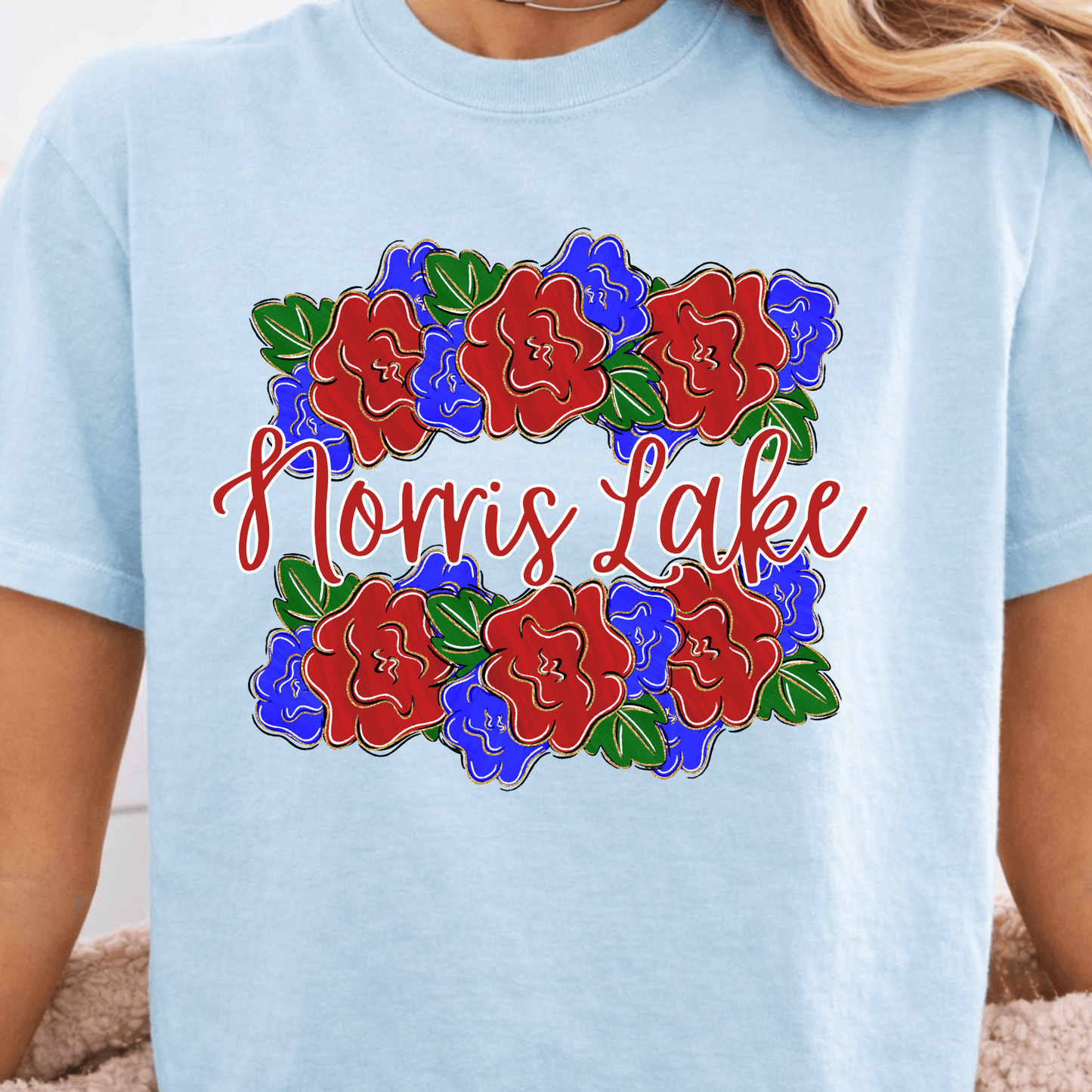 Norris Lake Patriotic Floral Comfort Colors Tee