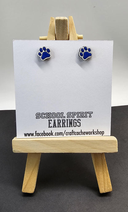 School Spirit Paw Print Stud Earrings
