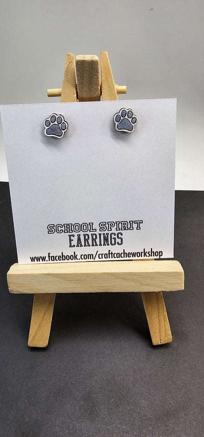 School Spirit Paw Print Stud Earrings