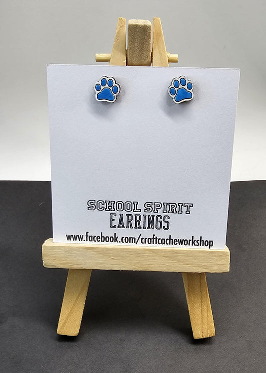 School Spirit Paw Print Stud Earrings