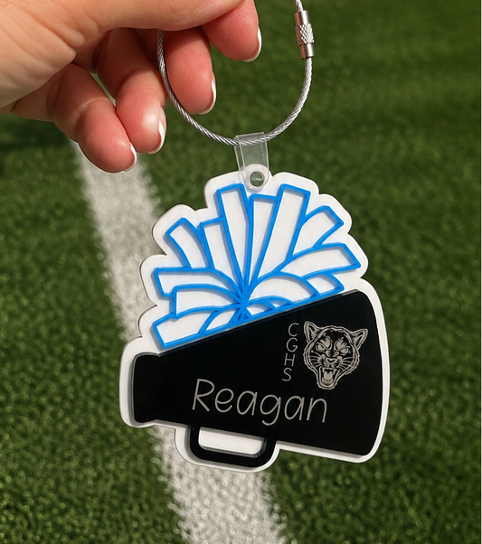 Personalized Cheer Bag Tag – Custom Acrylic with Mascot & Name