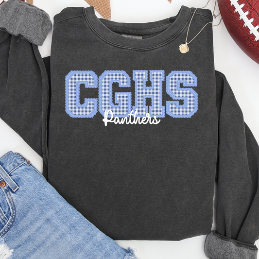 CGHS Letterman Gingham Comfort Colors Sweatshirt