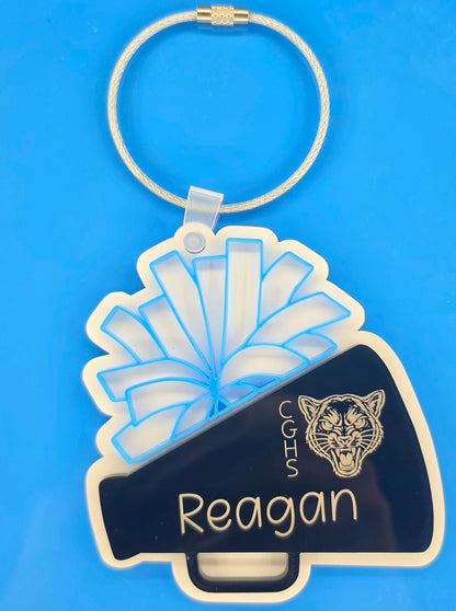 Personalized Cheer Bag Tag – Custom Acrylic with Mascot & Name