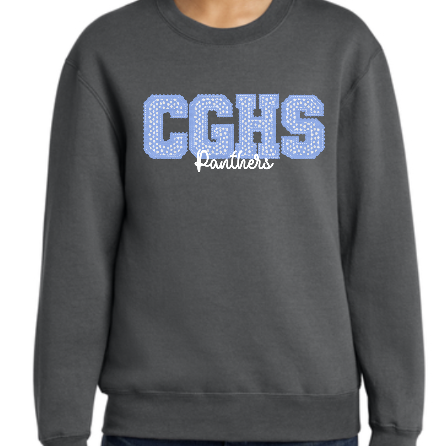 Youth- CGHS Letterman Stitch Dots & Gingham Port & Co Sweatshirt