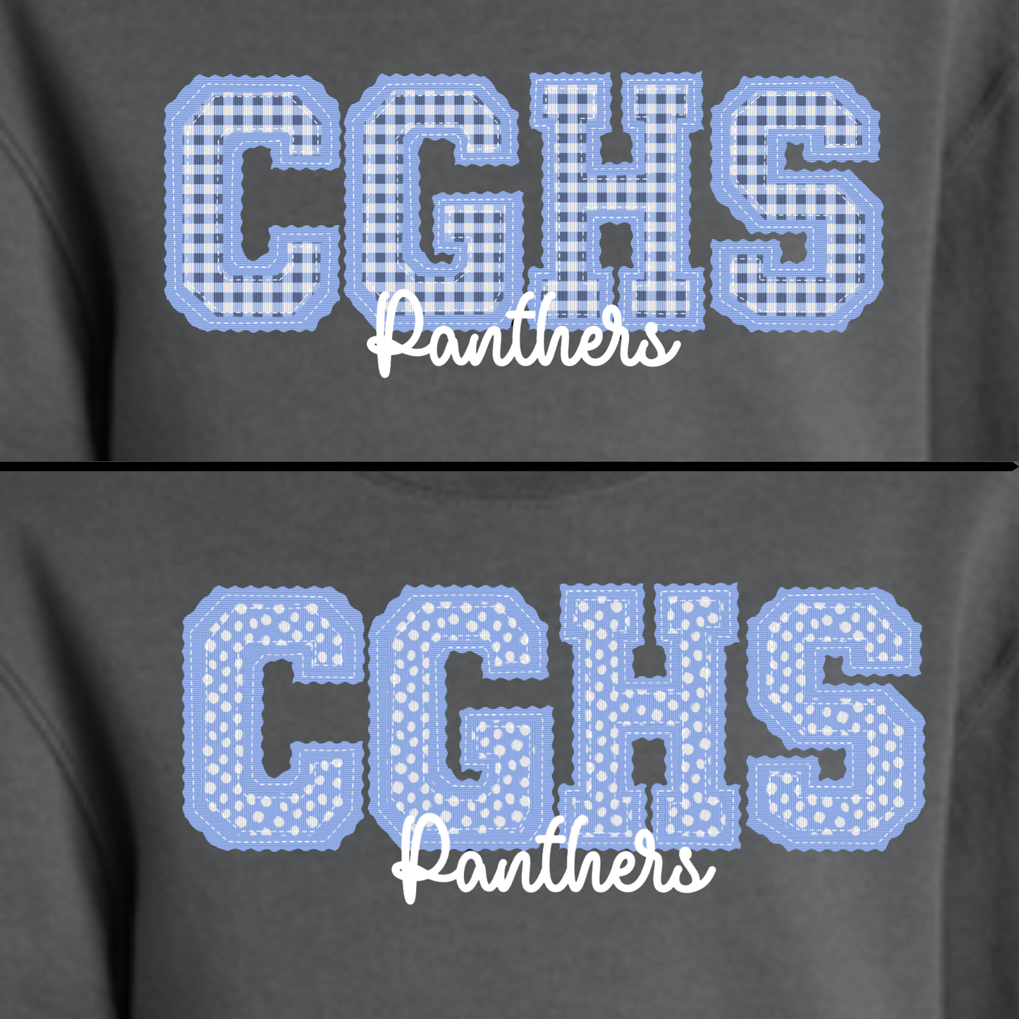 Youth- CGHS Letterman Stitch Dots & Gingham Port & Co Sweatshirt
