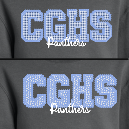 Youth- CGHS Letterman Stitch Dots & Gingham Port & Co Sweatshirt