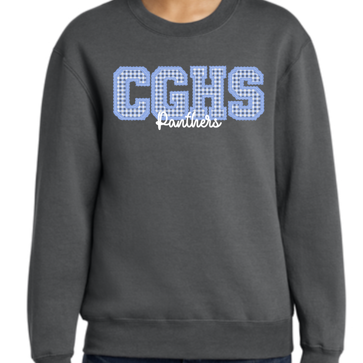 Youth- CGHS Letterman Stitch Dots & Gingham Port & Co Sweatshirt