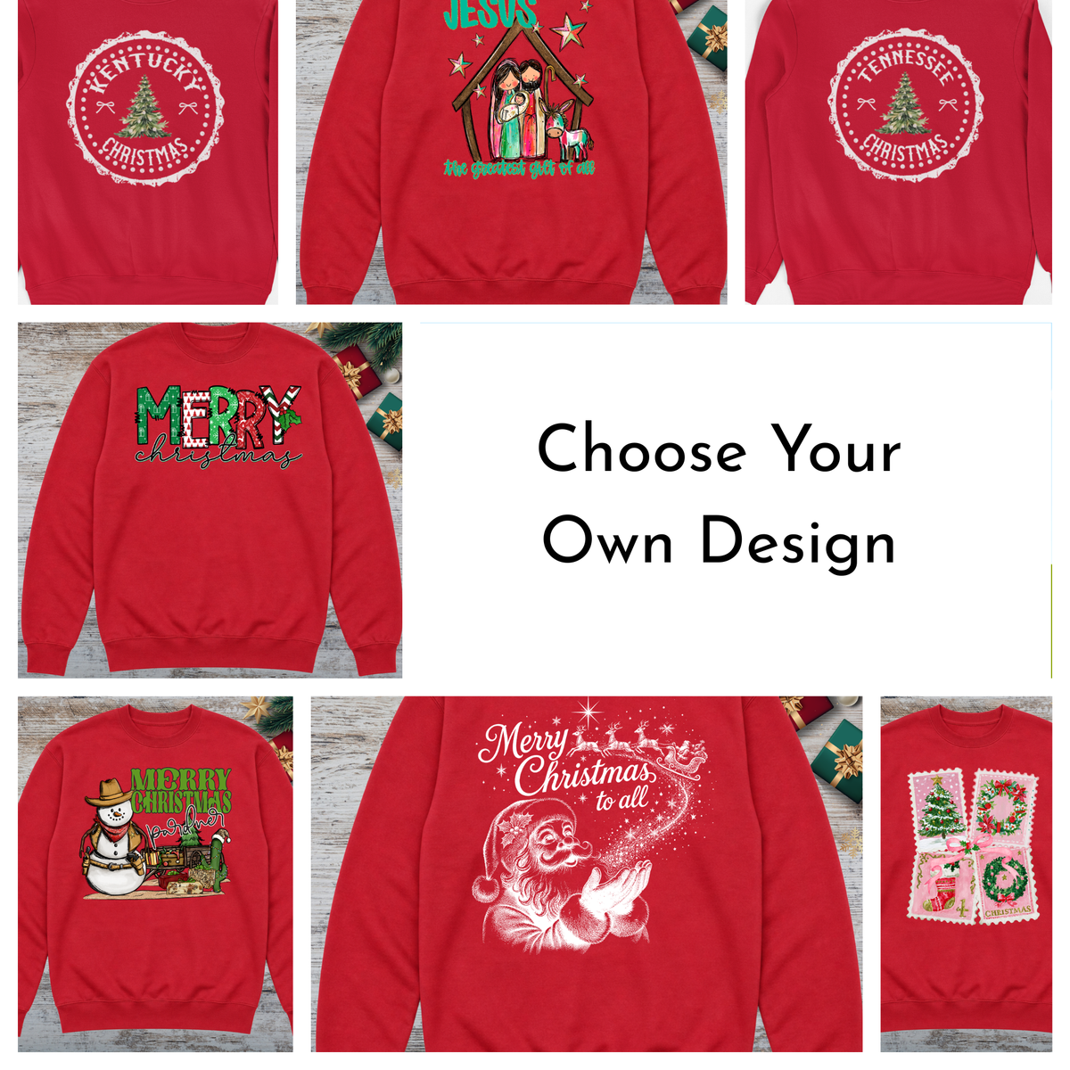 Red Christmas Sweatshirt| Choose Your Favorite Design