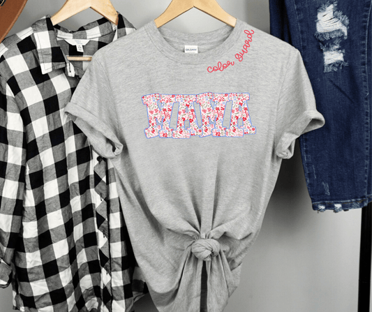 Floral Name and Neckline Activity Custom Tee