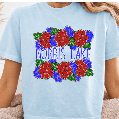 Norris Lake Patriotic Floral Comfort Colors Tee