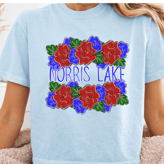 Norris Lake Patriotic Floral Comfort Colors Tee