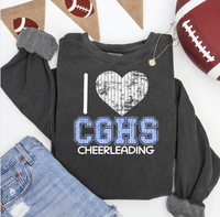 I Heart CGHS Cheerleading Comfort Colors Sweatshirt