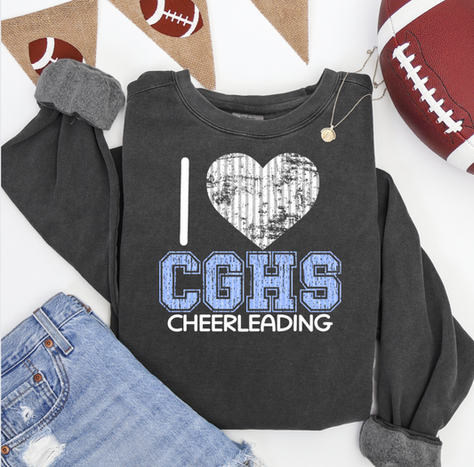 I Heart CGHS Cheerleading Comfort Colors Sweatshirt