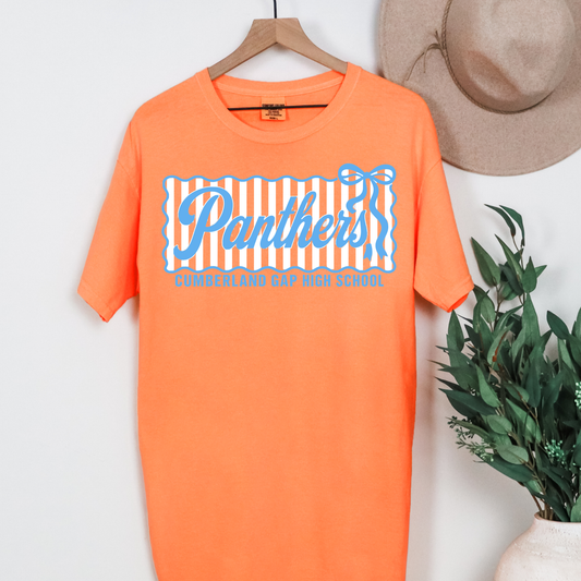 CGHS Panthers Comp| Melon Comfort Colors Tee| Blue & White Print