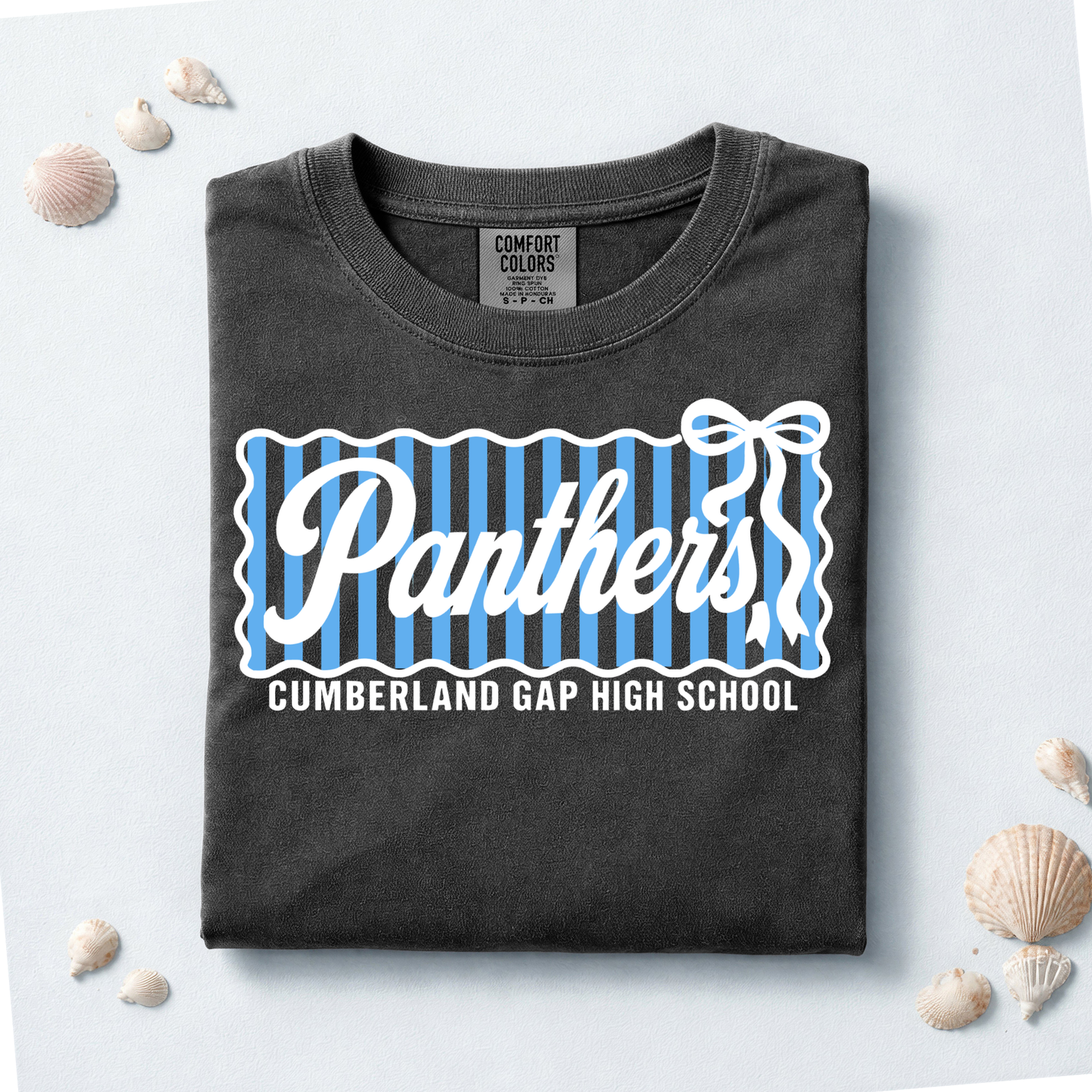 CGHS Panthers Comp| Pepper Comfort Colors Tee| Blue & White Print