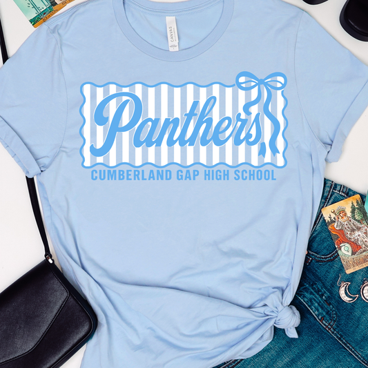 CGHS Panthers Comp| Baby Blue Bella Canvas Tee| Blue & White Print