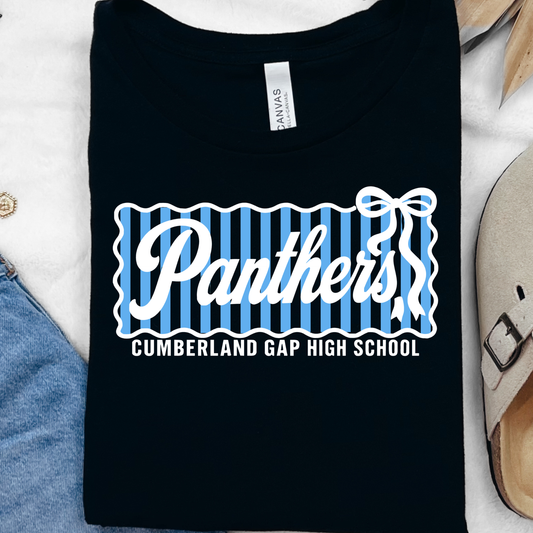 CGHS Panthers Comp| Black Bella Canvas Tee| Blue & White Print