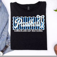 CGHS Panthers Comp|Black Gildan Softstyle Tee| Blue & White Print