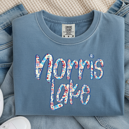 Norris Lake USA Patriotic Pattern Tee