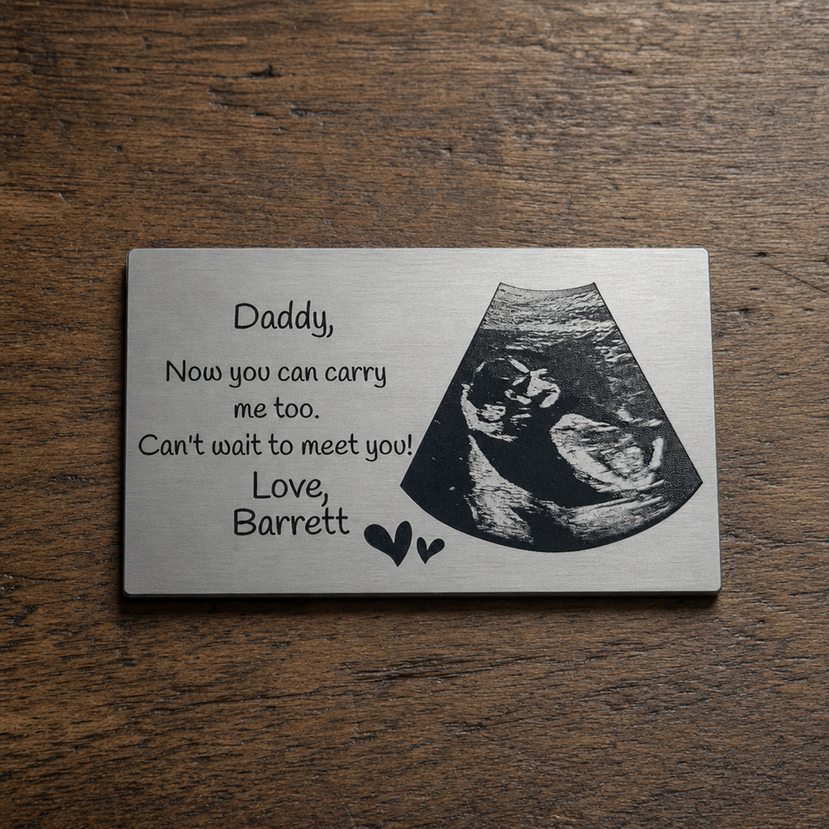 Personalized Sonogram Metal Wallet Keepsake Card