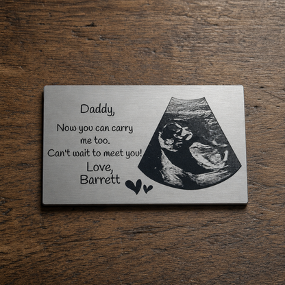 Personalized Sonogram Metal Wallet Keepsake Card