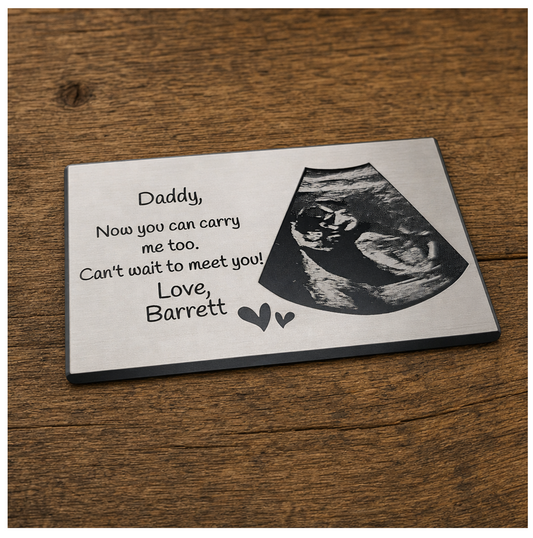 Personalized Sonogram Metal Wallet Keepsake Card