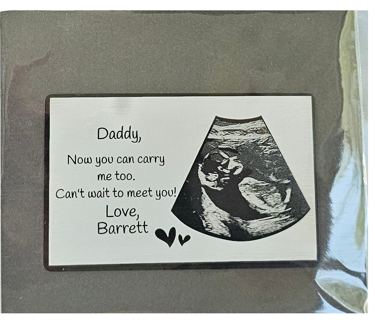 Personalized Sonogram Metal Wallet Keepsake Card