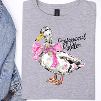 Gray t-shirt with a duck graphic and 'Professional Paddler' text