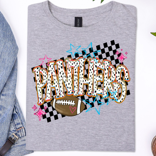 Checkered and Starred Panthers Football Tee