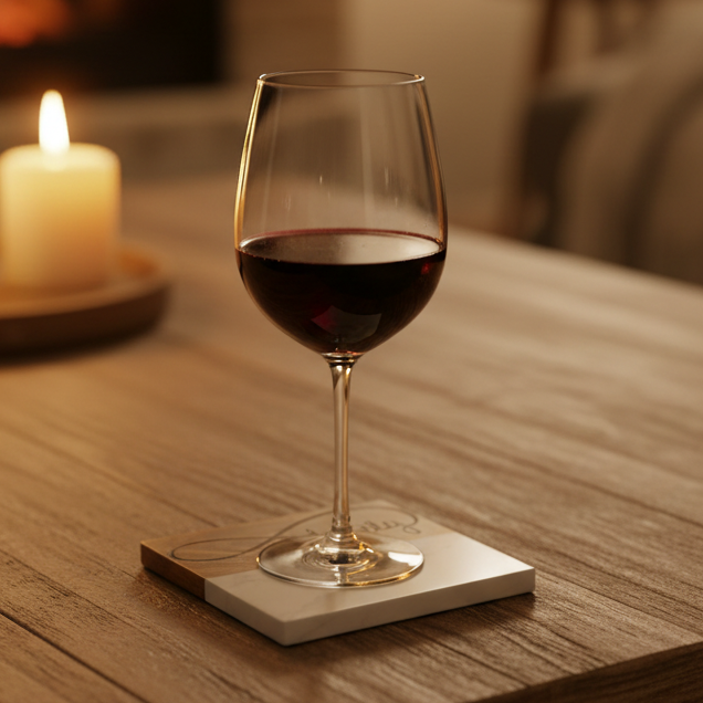 Family Coaster with Wine Glass